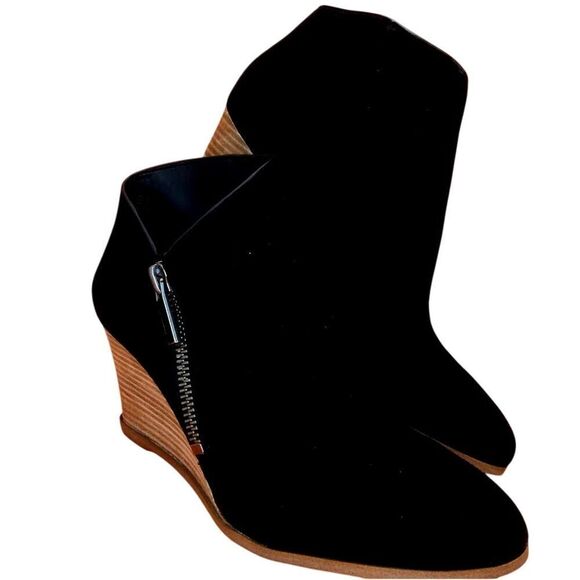 1. State Shoes - 1 State Designer Women's NEW Black Leather Wedge Ankle Bootie - sz. 12M